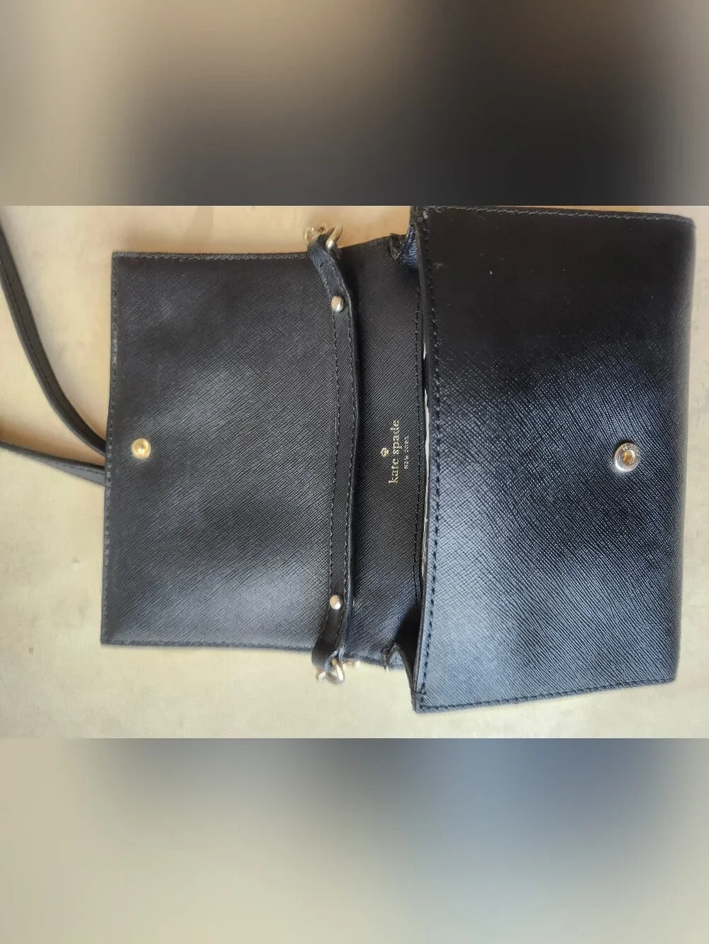 kate spade navy blue saffiano leather crossbody wallet